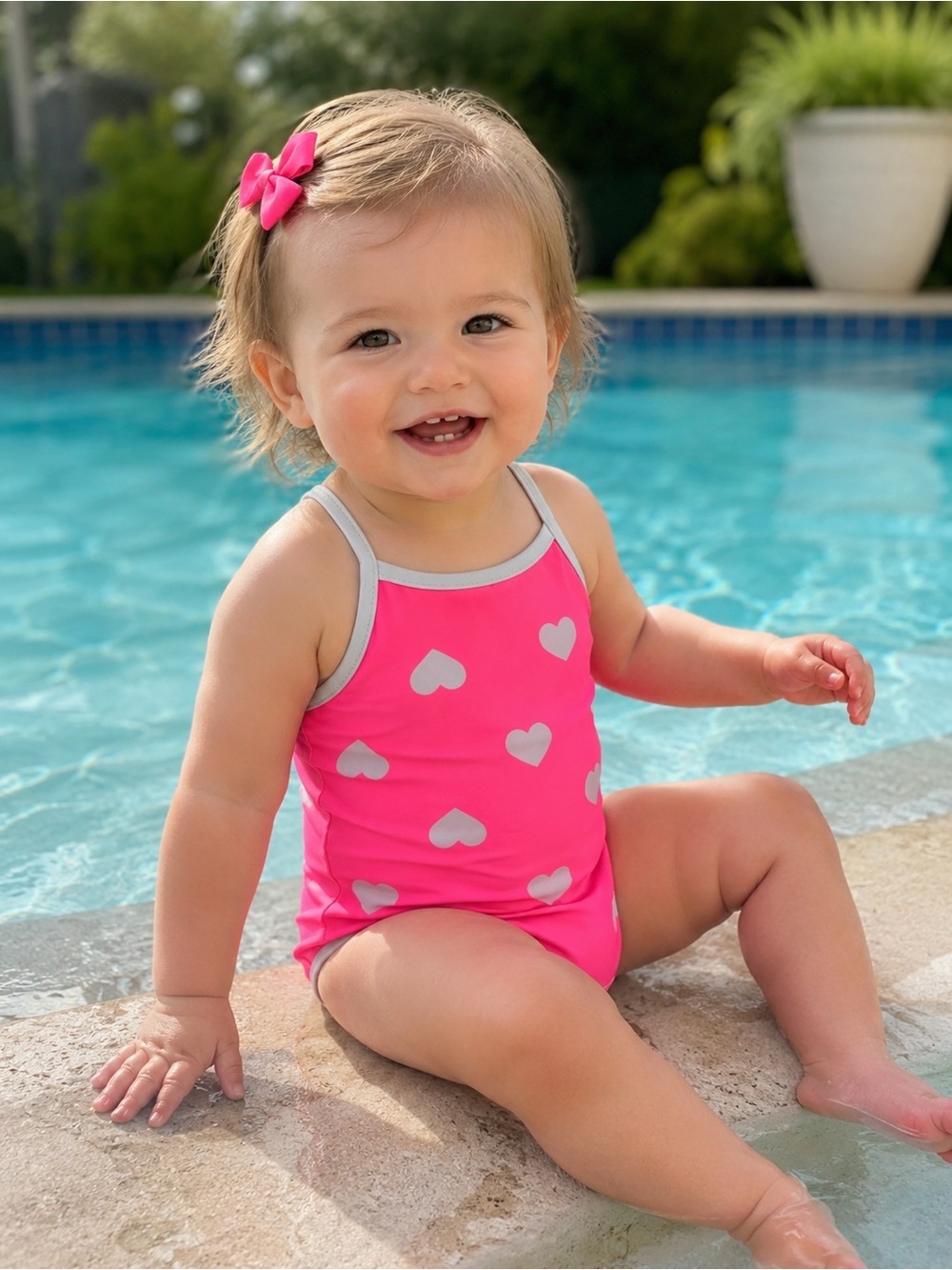 Old Navy Hot Pink Heart Print One-Piece